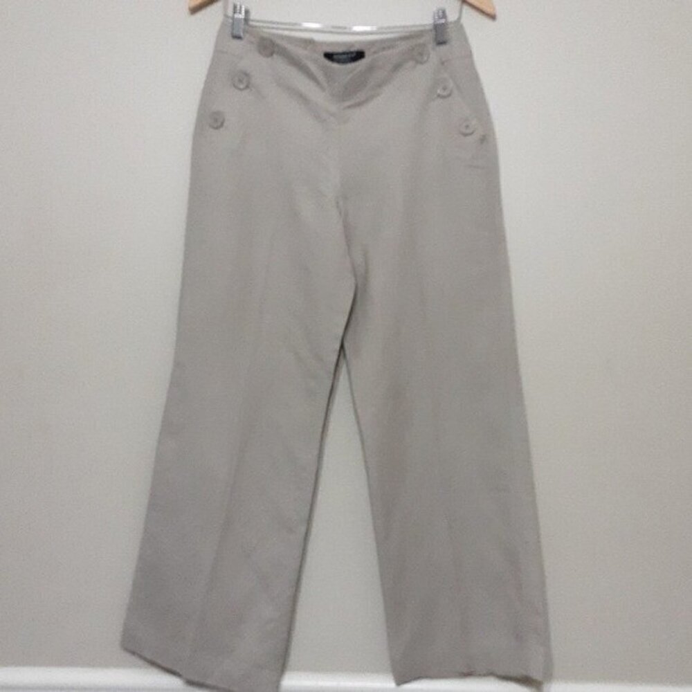Sandro trouser women 6P linen pant beige casual vacation lagenlook retro